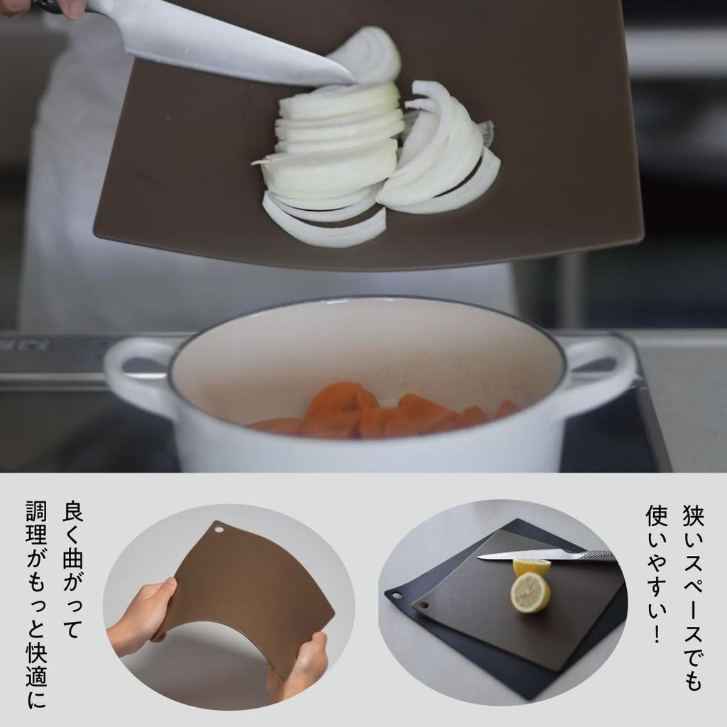 104lab. A cutting board you'll want to use! Thin, boiling water sterilization, bleach resistant, made in Japan. Easy to cut with, flexible, and soft.