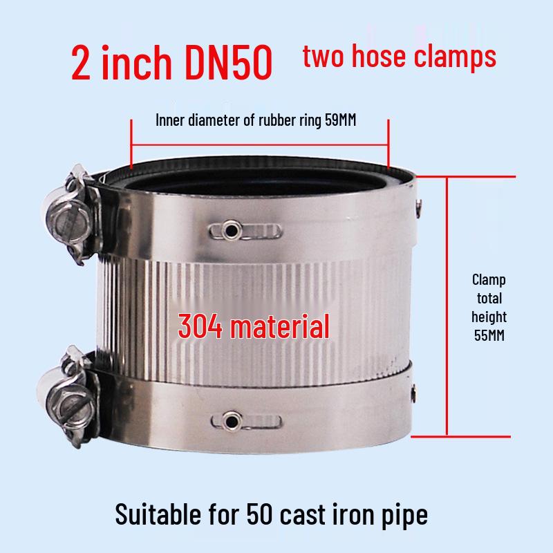 Heavy-Duty Stainless Steel and Cast Iron Flexible Pipe Clamp for Sewer and Drain Pipes