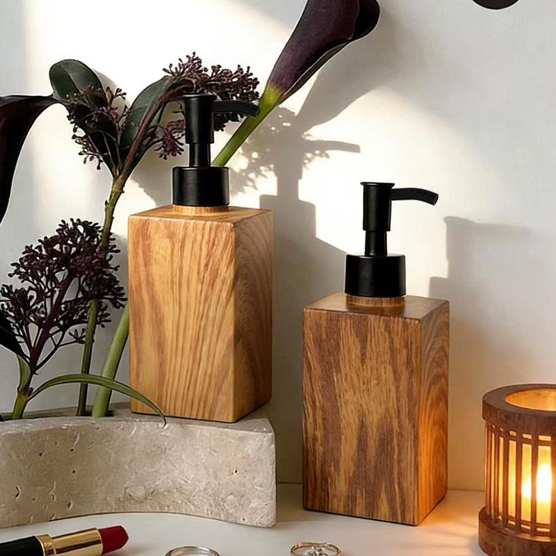 Imitation Wood Grain Soap Bottle Home Press Soap Dispenser Hand Wash Bottle Bathroom Shower Gel Bottle Decorative Ornament Gift