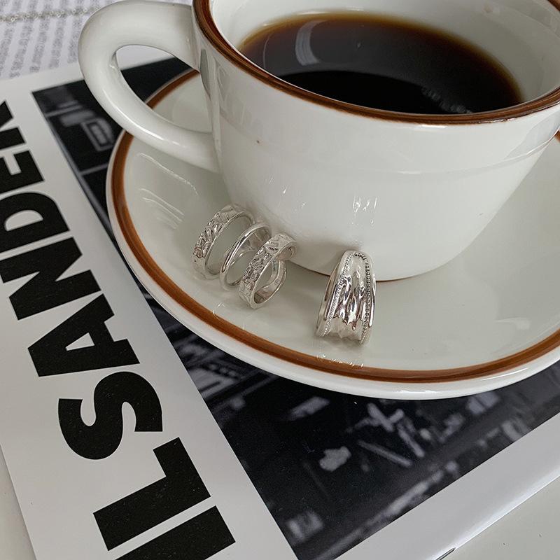 Korean Fashionable 925 Silver Open Ring For Women With Unique Wave Pattern