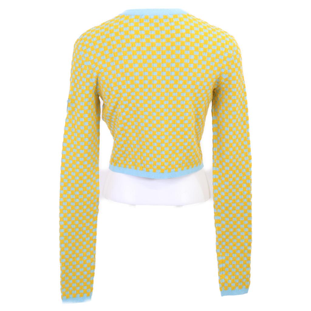 LOUIS VUITTON Checkered knit cardigan for Fall/Winter 2014 Jacket S Yellow x blueUsed
