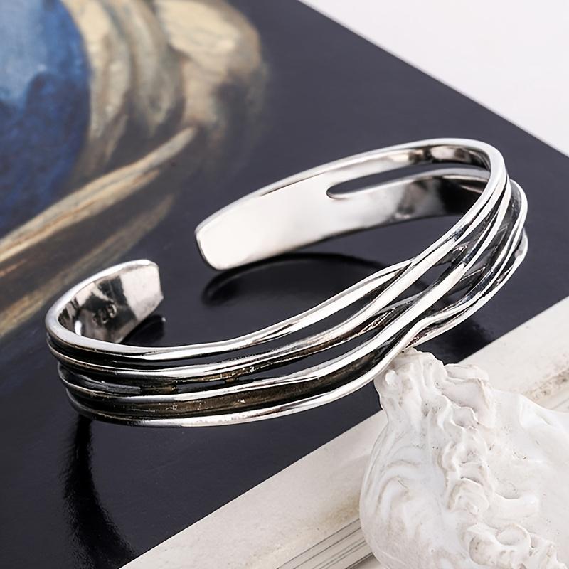 European and American Vintage Distressed Multi-layered Open Bangle, Simple Distressed Alloy Bracelet, Niche Fashion, Trendy and Versatile Accessory