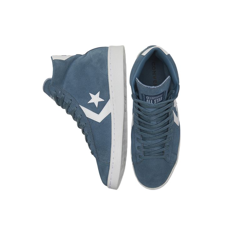 Converse Cons Pro Leather Synthetic Leather Non-Slip Wear-Resistant High-Top Skate Shoes Unisex Sneakers Blue 169503C