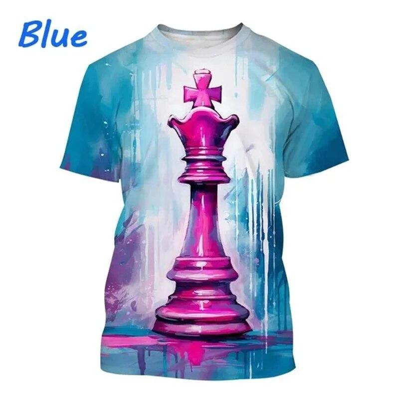 

Футболка с 3D принтом в китайском стиле «Шахматы», модная повседневная футболка с короткими рукавами, забавные персонализированные футболки, удобная мужская и женская одежда S