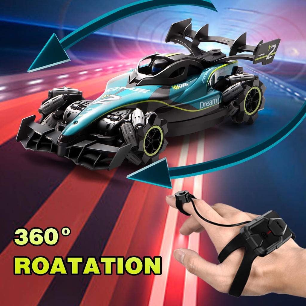 Coche RC Y2, Coche de Derrape con Spray de Luz, 2.4Ghz 4WD Control Remoto 360° Coches de Carreras Acrobáticos Juguetes Eléctricos Modelo Regalos para Niños Niños