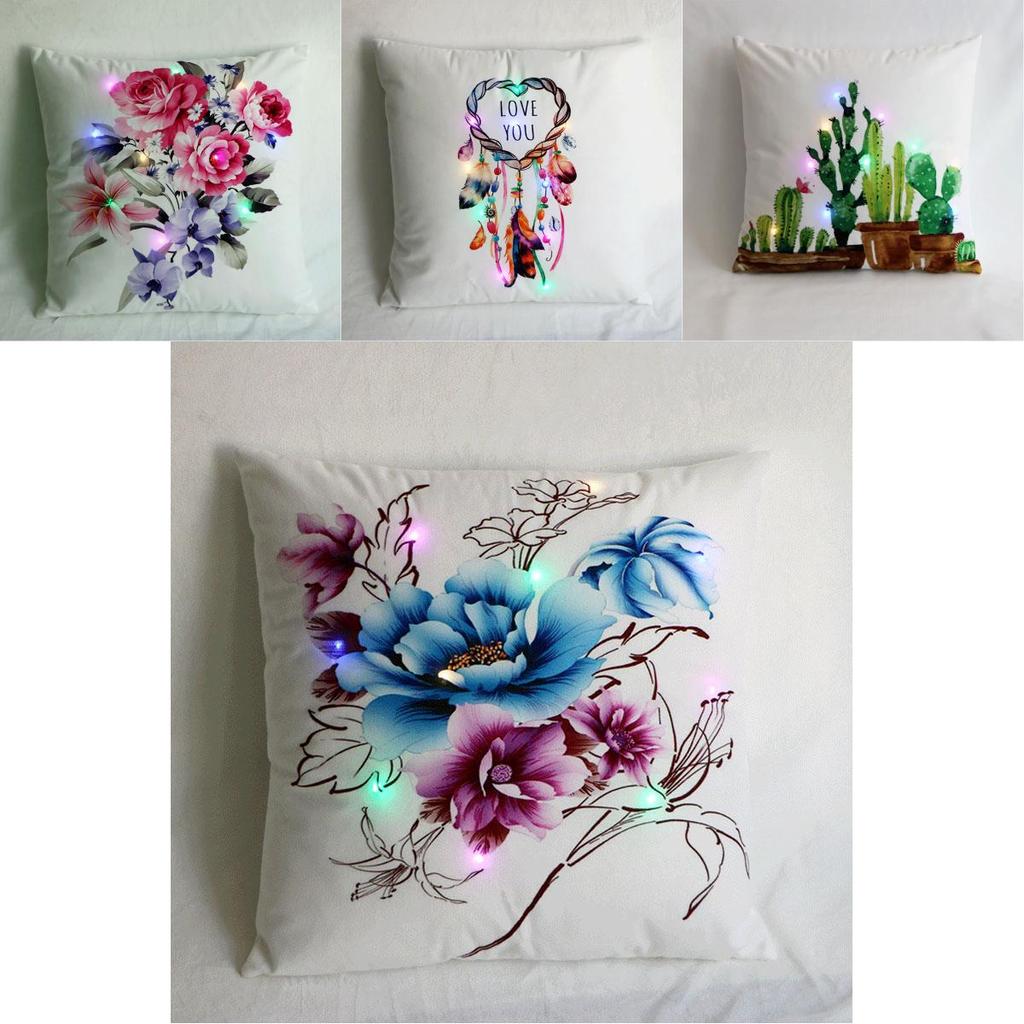 Vibrant Colored Led Light Velvet Sofa Pillowcase For Stylish Home Decor And Comfort