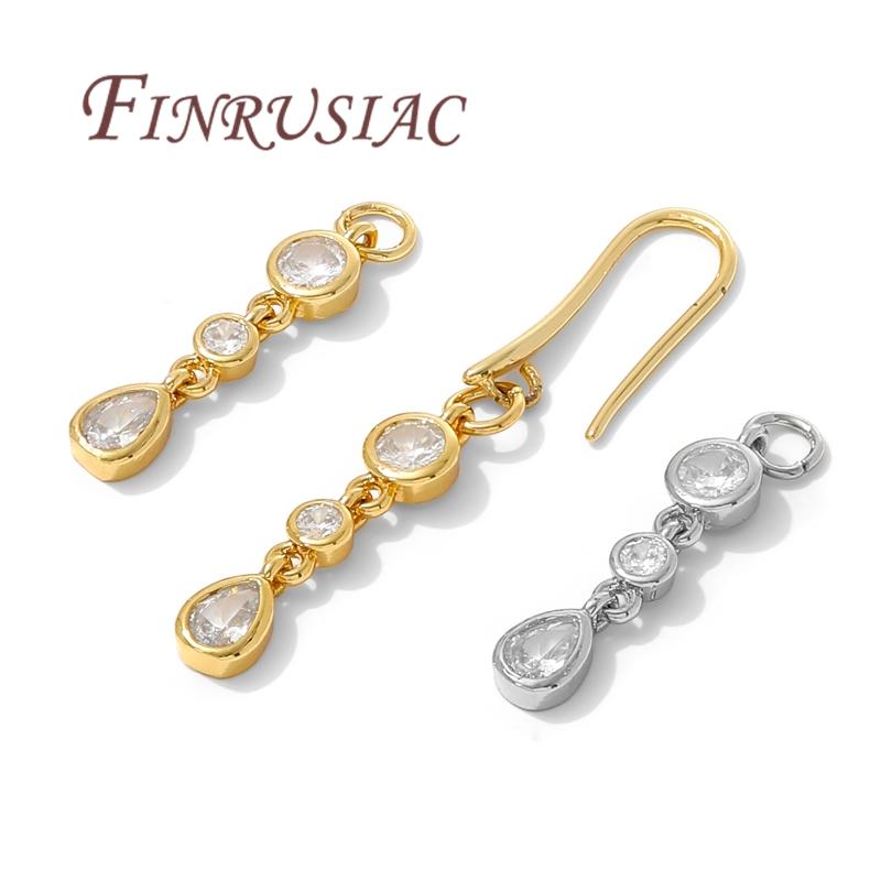 18K Gold Plated Brass with Zircon Charms For Jewelry Making,Long Pendants Charm For Necklaces Accessories,Earrings Findings