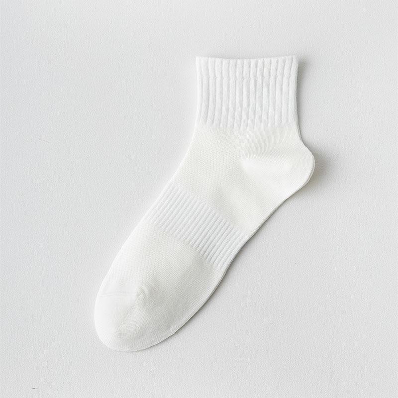 Men's Summer Thin Mesh Breathable Sports Pure Color All Go Boneless Sweat Absorber Cotton Socks