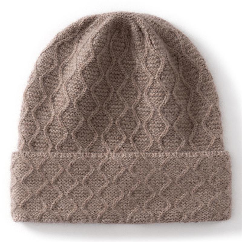 Autumn and winter cashmere hats men's and women's knitted sleeves, ear protectors, bag heads, stacking hats, cold-proof, thickened and warm wool hats
