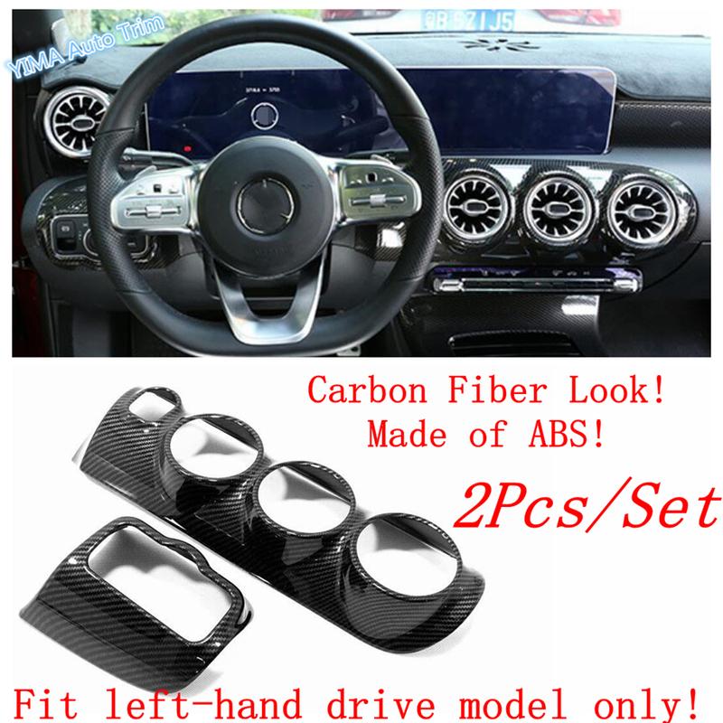 For Mercedes Benz A Class W177 A200 A220 - 2024 Carbon Fiber Look Air Condition AC Outlet Vent Dashboard Frame Cover Trim