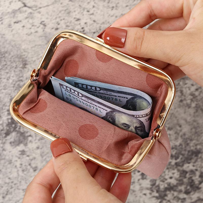 1Pc New Retro Change Bag Women's Short Wallet Buckle Candy Coin Bag Change Bag
