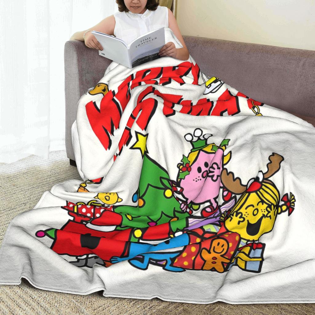 Mr M-Men Cartoon Little M-Miss Fleece Blanket Merry Christmas Awesome Throw Blanket for Bedspread 125*100cm Rug Piece Warm