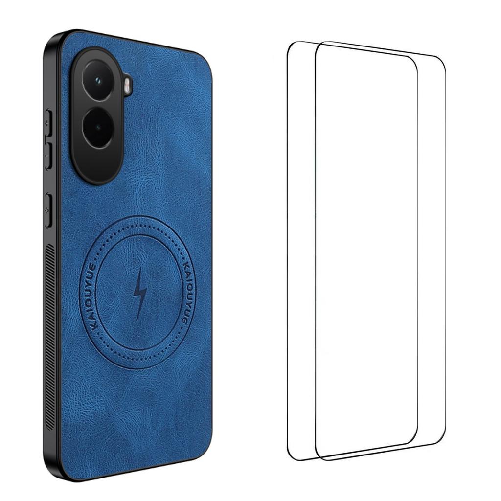 For Xiaomi Poco M7 Plus 5G/M7 4G (169mm) Magnetic Case WANLONFENG SD Series PC TPU Phone Cover with 2Pcs Screen Film