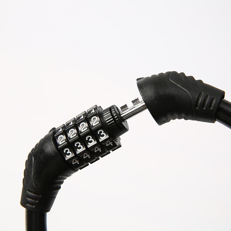 Four-Digit Black Bicycle Anti-Theft Lock - Ring Lock for Mountain and Electric Bikes