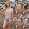 Summer Women's Fashion Casual V-Neck Knitted Solid Colour Vest