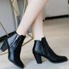 Bottines courtes à talons hauts épais rétro automne hiver pour femmes en grande taille chaussures pour femmes simples et confortables