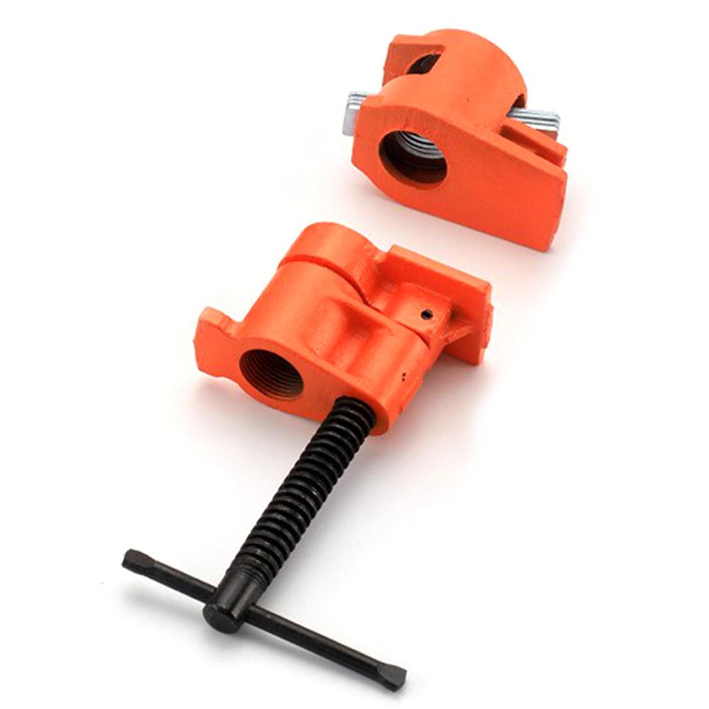 3/4in Wood Gluing Pipe Clamp Set Quick Release Pipe Clamp Tools Heavy Duty Metal Pipe Clamp Ergonomic for Woodworking Carpentry