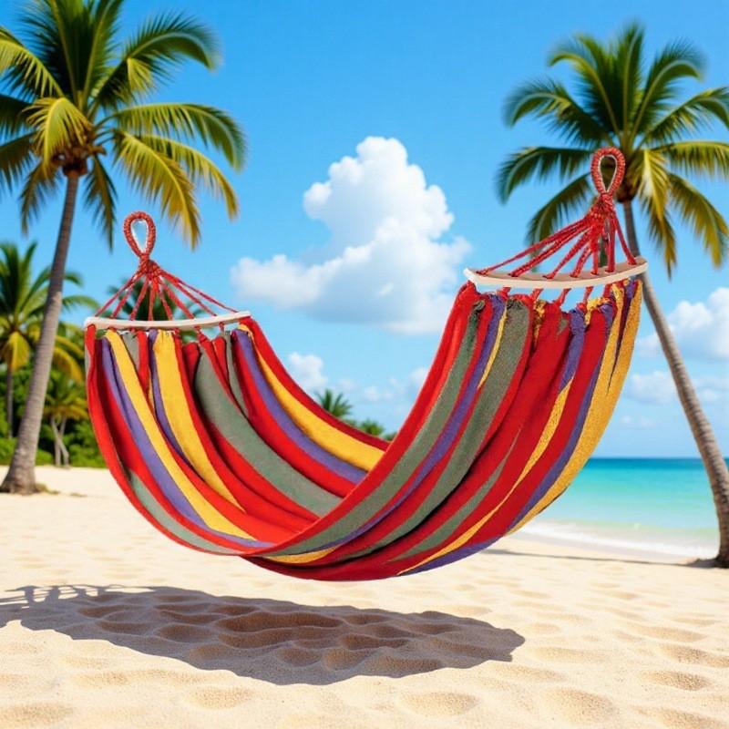 Heavy Duty Canvas Hammock Adults Double Person Outdoor Camping Swing Relaxation Garden Backyard Use