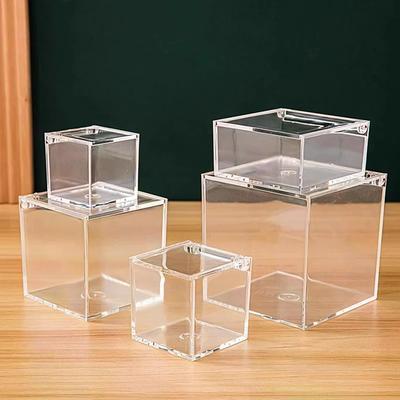 Plastic Box Durable Multi Size Storage Box With Cover Flip Cover Plastic Box Transparent Acrylic Dust Cover Party Decor