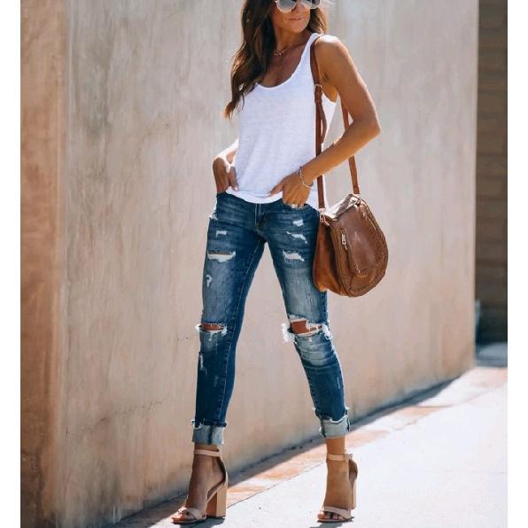 Ladies' Four Seasons Sexy Small Feet Fashionable Retro Slimming Comfortable Elastic Denim Pants