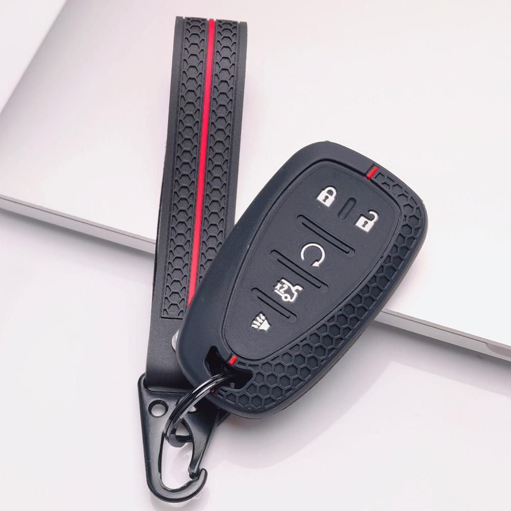 Key Fob Cover for Chevrolet Equinox Malibu Camaro Cruze Traverse Sonic Volt Bolt with Keychain Anti-Scratch Surface Shockproof Structure