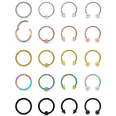 WKOUD 16G Surgical Steel Septum Piercing Nose Hoop Clicker Ring Lip Labret Conch Helix Cartilage Daith Earring Hoop Jewelry