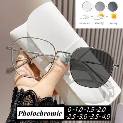 Outdoor Color Changing Sunglasses Womens Intelligent Photochromic Minus Diopter Glasses Trendy Myopic Prescription Eyeglasses