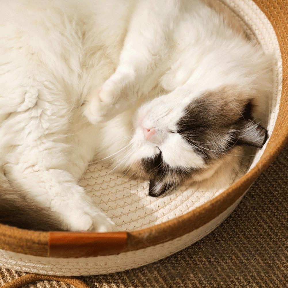 Manual Rattan Woven Cat Nest Winter Warm Cat Bed House Cat Scratch Board Pet Accessories For Dogs Cats