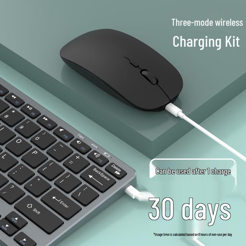 Bluetooth Rechargeable Wireless Keyboard & Mouse Set, Ultra-thin, Portable, 2.4G, Universal for Computers, Laptops, Phones.