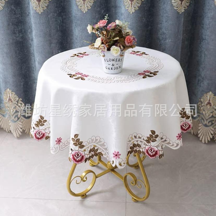 Nordic Round Table Cloth Home Restaurant Small Fresh Embroidery Cloth Round Tablecloth