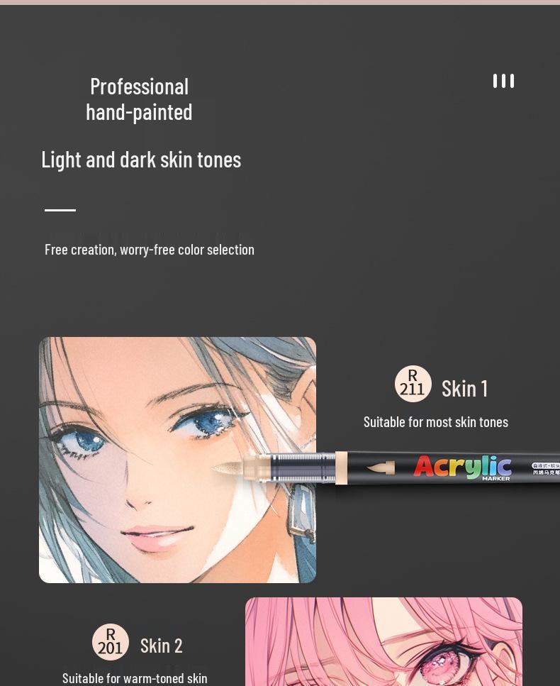 60-Color Soft Tip Liquid Ink Acrylic Marker Set for Primary School Art