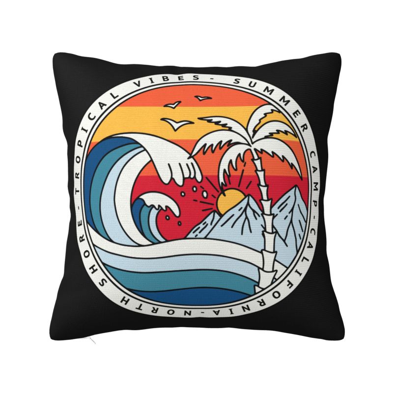 California Beach Surfing Throw Pillow Covers Bedroom Decoration Modern Summer Surfer Cushion Decoration Salon Square Pillowcase 30x30cm 12x12in