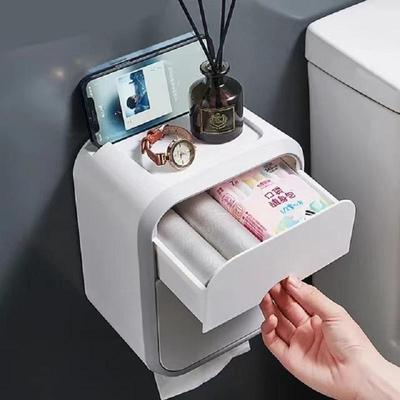 Wandbehang Wasserdichte Taschentuchbox Rollenpapierhalter Toilettenpapier Aufbewahrungsbox Doppelschicht Kunststoff Organizer Badezimmer Zubehör