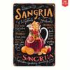 Vintage Sangria Recipe Tin Sign Rustic Metal Wall Decor Kitchen Retro Bar Cafe