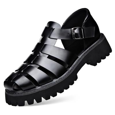 Plattform Äkta Lädersandaler Utomhus Sneaker Strand Gummi Flipflops Vattenvandring Sommar Män Klassiska Romerska Sandaler Toffla