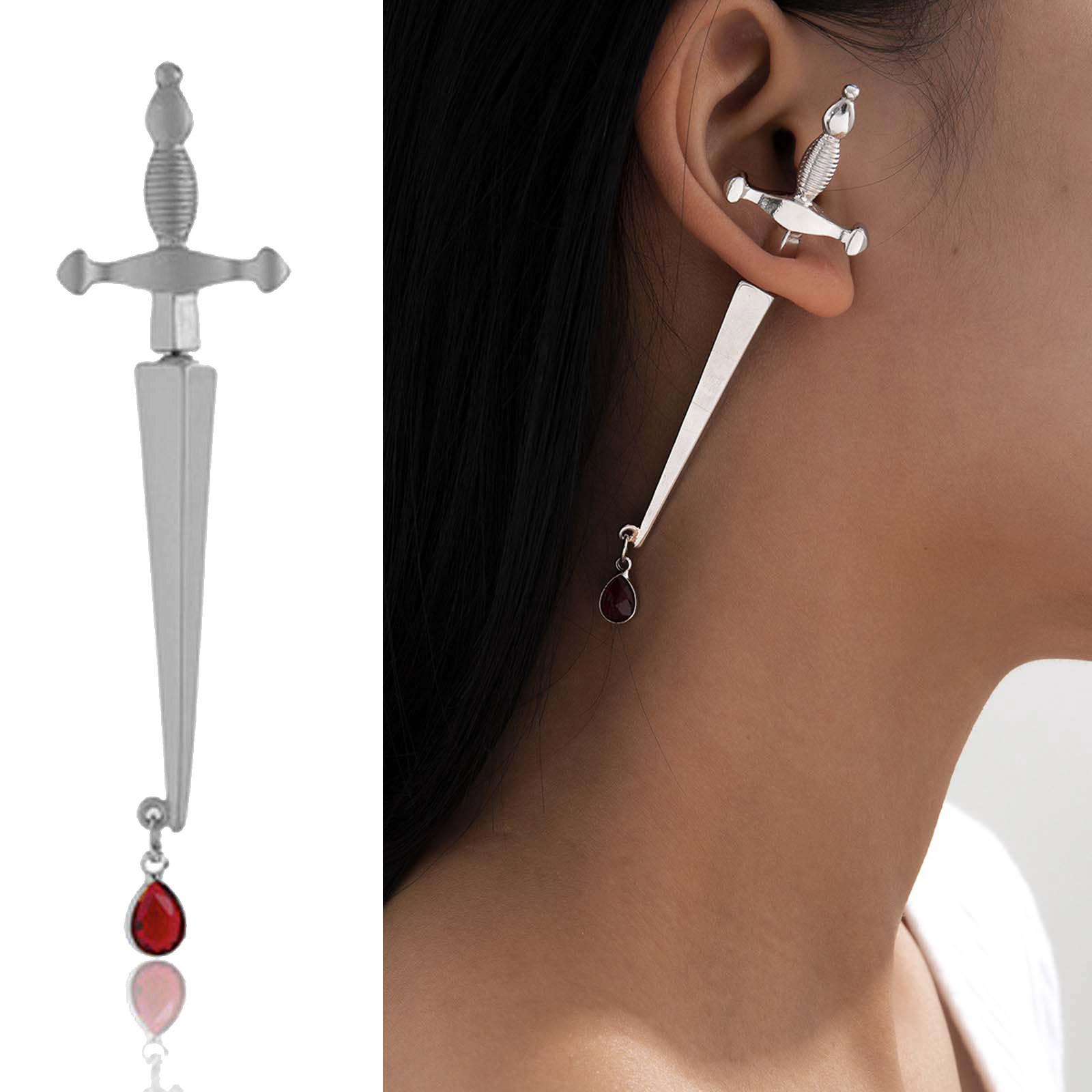 

Ramidos Персонализированные серьги с драгоценными камнями в форме меча и капли крови Серьги-гвоздики