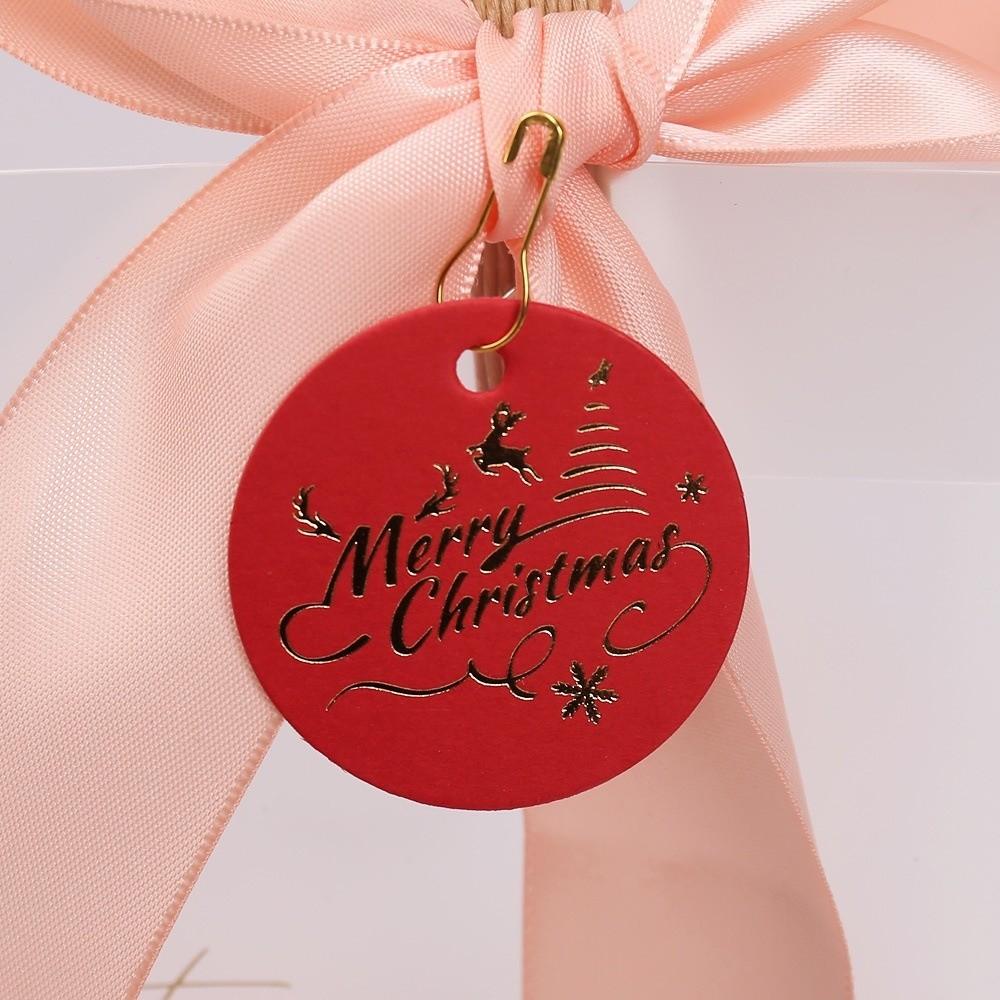 100Pcs White Red Paper Gift Labels Round Shaped Hand Gift Hanging Tag  Festive & Party Supplies