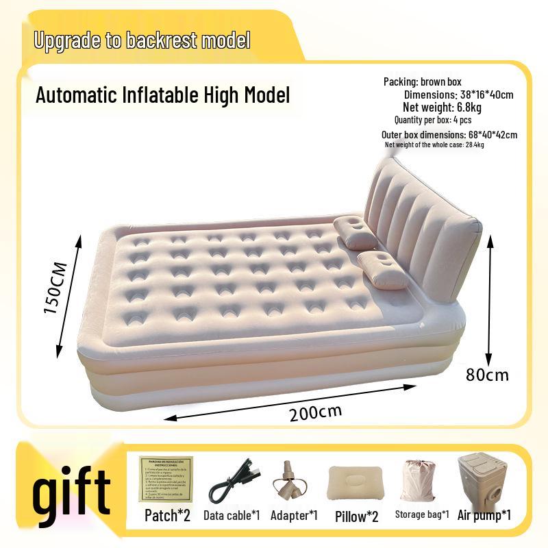 In-Stock Lightweight Inflatable Mat with Built-in Pump for Camping - Wear-Resistant Folding Bed for Lazy Lunch Breaks