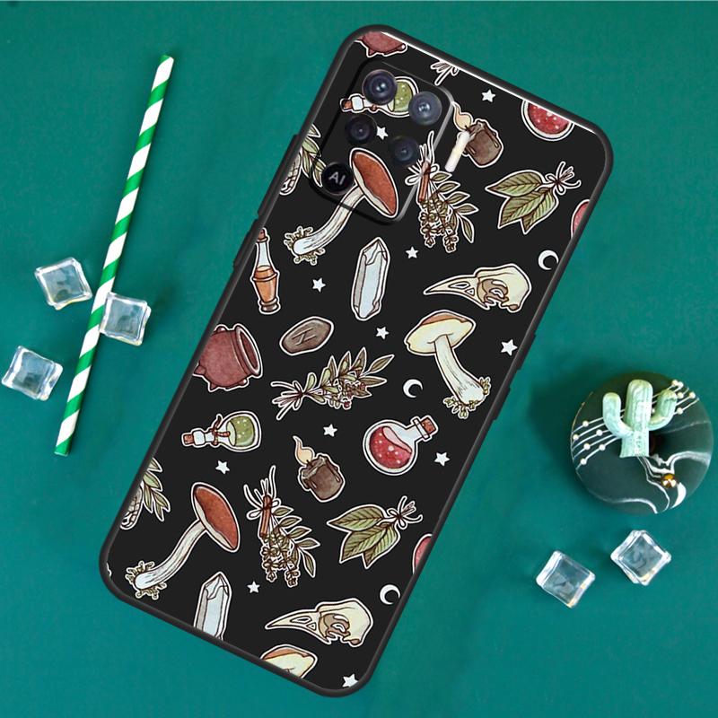 Cottagecore Frog Mushroom Moon Case For Oppo A17 A15 A40 A60 A80 A16 A76 A96 A18 A38 A58 A78 A98 A91 A57 A74 A94 A54S Cover