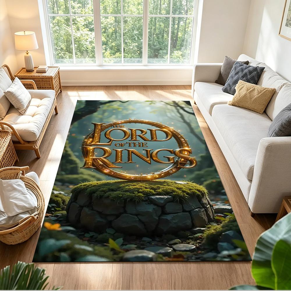 Lord Rings Area Rug Suitable for Entryway Balcony Dormitory Playrooms Anti-slip Rug Anime Office Decor Spiritual Gift