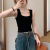 American pure cotton U-neck slim-fitting and thin Spice Girl suspender vest short sleeveless niche pure desire sexy top ins