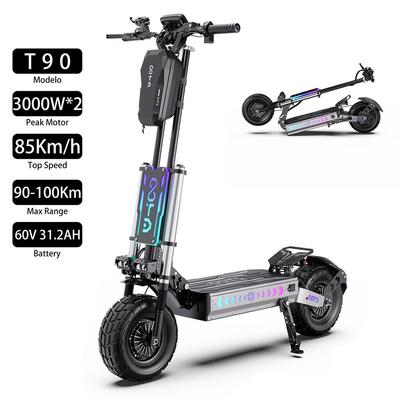 Elektrische Scooter Opvouwbaar OOTD T90 3000W*2 Dubbele Motor 85Km/h Topsnelheid Elektrische Scooter Voor Volwassenen 60V 31.2AH 100Km Bereik