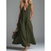 Women's Sleeveless V Neck Maxi Dress Casual Button Front Solid Long Dress with Pockets