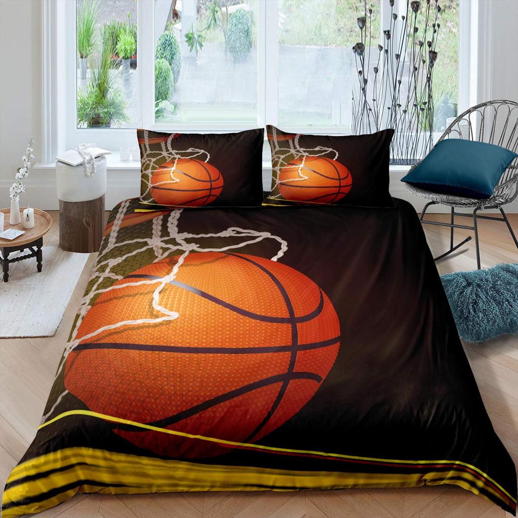 Basketball Duvet Cover Set King Size,Tie Dye Bedding Set 3Pcs For Kids Teens Room,Ball Sports Game Watercolor Comforter Cover