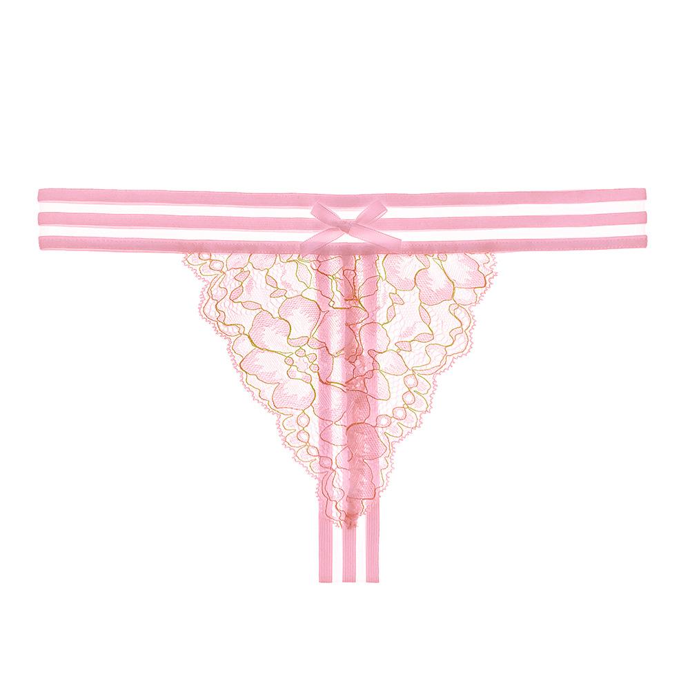 Fully Transparent Lace Tback Ultra-thin Design Sense Striped Sexy Panties Hot Temptation Thong Female 2274