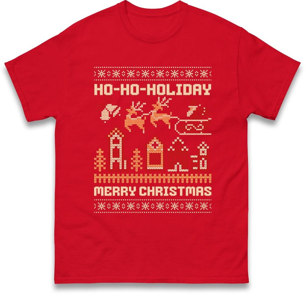 Ho Ho Holiday T Shirt Ugly Funny Christmas Festive Gift Tee Top S