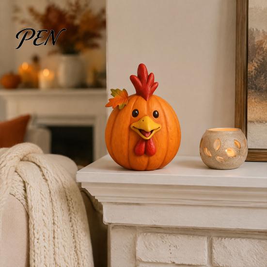 Whimsical Autumn Window Displays Artificial Pumpkin Decor, Cute Animals Decorative Pumpkins, Thanksgiving Resin Pumpkins Animal Figures for Fireplace