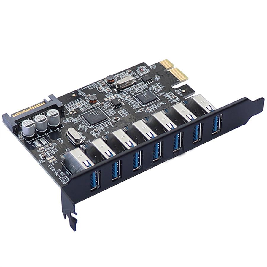 SuperSpeed USB 3.0 7 Port PCI-E Express Card with a 15pin SATA Power Connector PCIE Adapt VL805 and VL812 Chipsets