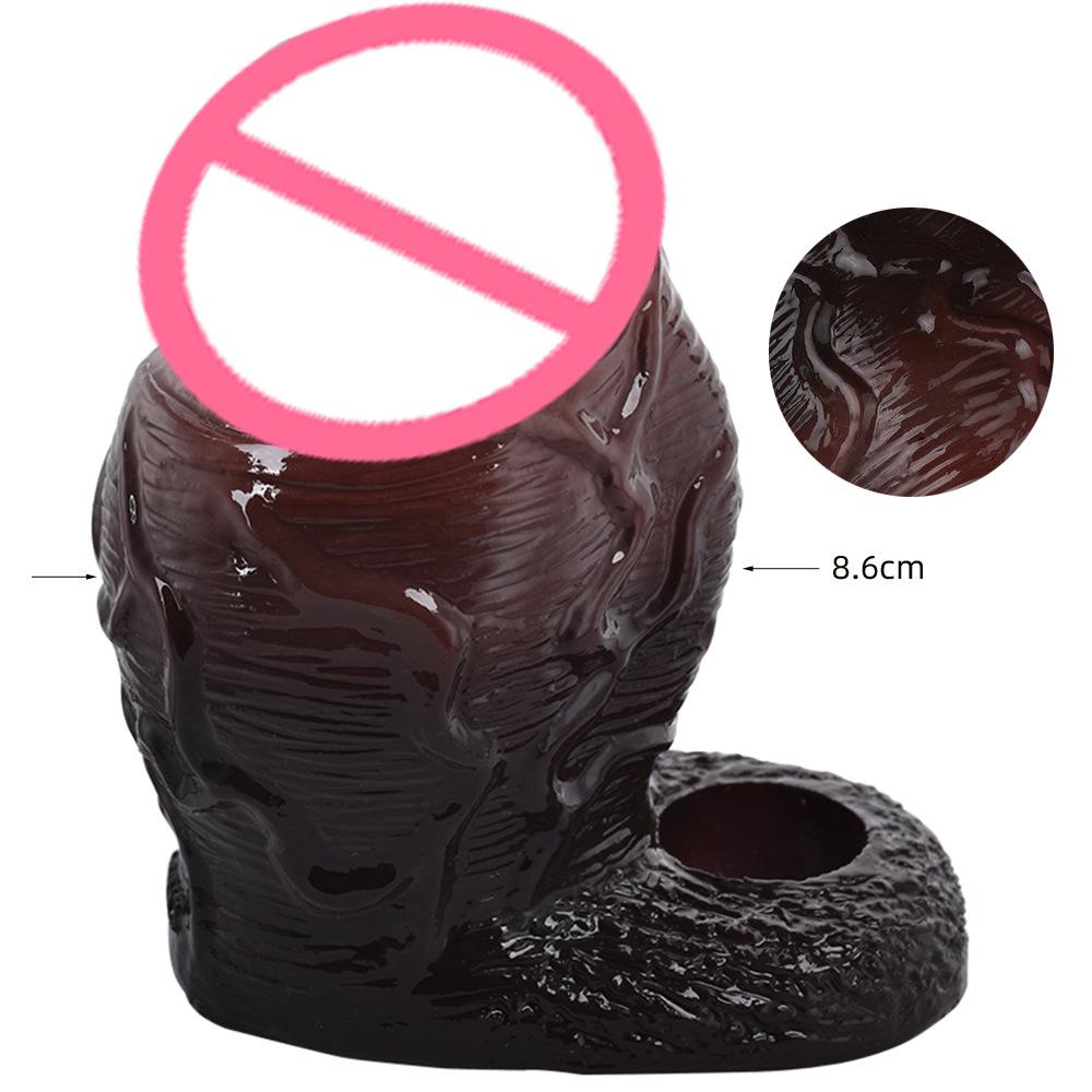 Male Dildo Sleeve Silicone Penis Sleeve with Cock Ring, Realistic Penis Enlarger Sleeve Men Penis Cover,Prolong Ejaculati (Skin)