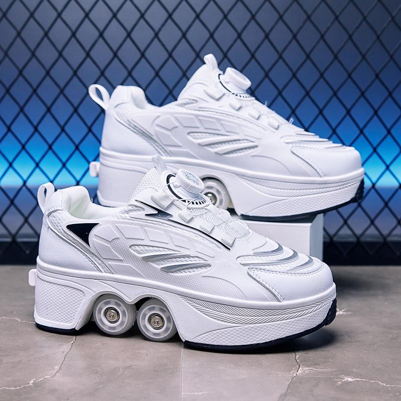 Boys/Girls Skate Roller Shoe Four-wheel Dual-use Roller Skates Double Row Walking Shoes Roller Skates Boys Skate Shoes Girl Skate Shoes